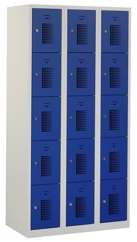 Premium locker 90cm breed, 3-koloms, 15-deurs