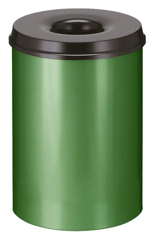 Vlamdovende afvalbak 30 liter groen/zwart
